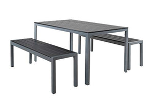 Chicreat, tavolo da giardino, da pranzo, alluminio e finto legno, argento/grigio, 150 x 90 cm