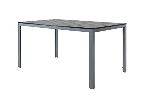 Chicreat, tavolo da giardino, da pranzo, alluminio e finto legno, argento/grigio, 150 x 90 cm