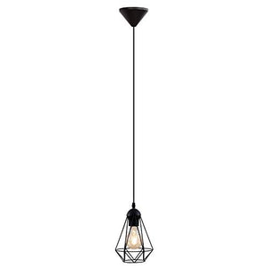 Lampadario vintage, adatto per lampadina E27 non inclusa max 40W, metallo nero, altezza totale 1,1m, lampada a sospensione per salotto o sala da pranzo, lampada da soffitto stile industriale, IP20