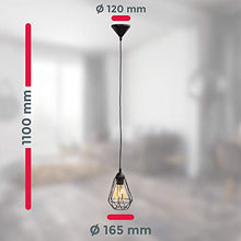 Carica l&#39;immagine nel visualizzatore di Gallery, Lampadario vintage, adatto per lampadina E27 non inclusa max 40W, metallo nero, altezza totale 1,1m, lampada a sospensione per salotto o sala da pranzo, lampada da soffitto stile industriale, IP20