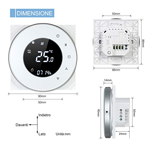 Decdeal Termostato WiFi per Caldaia a Gas,Termostato caldaia  Programmabile,Supporto App/Controllo Vocale, Compatibile con Alexa/Google  Home（5A）-Bianco : : Fai da te