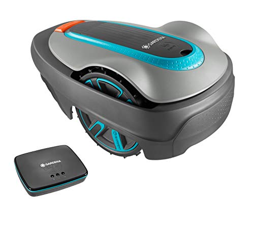 Gardena 19300-47 Robot Tosaerba Smart SILENO City 300, Grigio Scuro/Grigio Chiaro/Turchese/Arancione, Fino m²