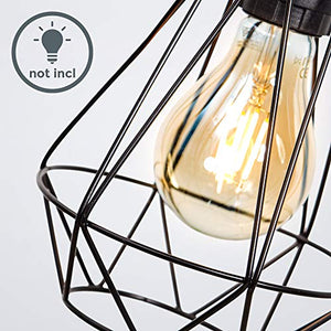 Lampadario vintage, adatto per lampadina E27 non inclusa max 40W, metallo nero, altezza totale 1,1m, lampada a sospensione per salotto o sala da pranzo, lampada da soffitto stile industriale, IP20